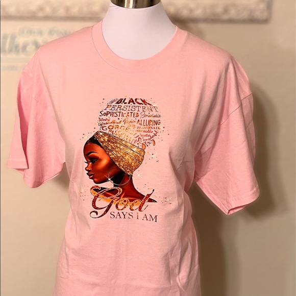 Plus Size God Say's I AM Pink Tee shirt - Picture 6 of 6